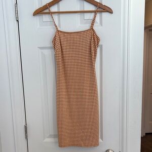 Bear Dance Gingham Spaghetti Strap Midi Dress